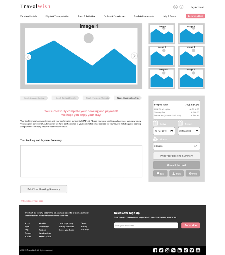 step 4 of booking page prototype