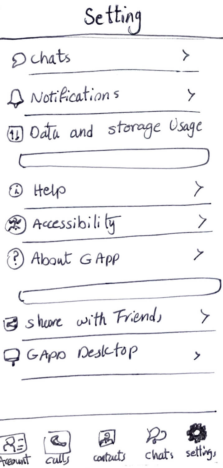 GApp Account page wireframe sketch